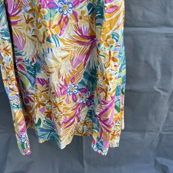 Le Bain Par Molly Bracken Button Front Floral Tropical Midi Sun Dress L Casual - Picture 7 of 8